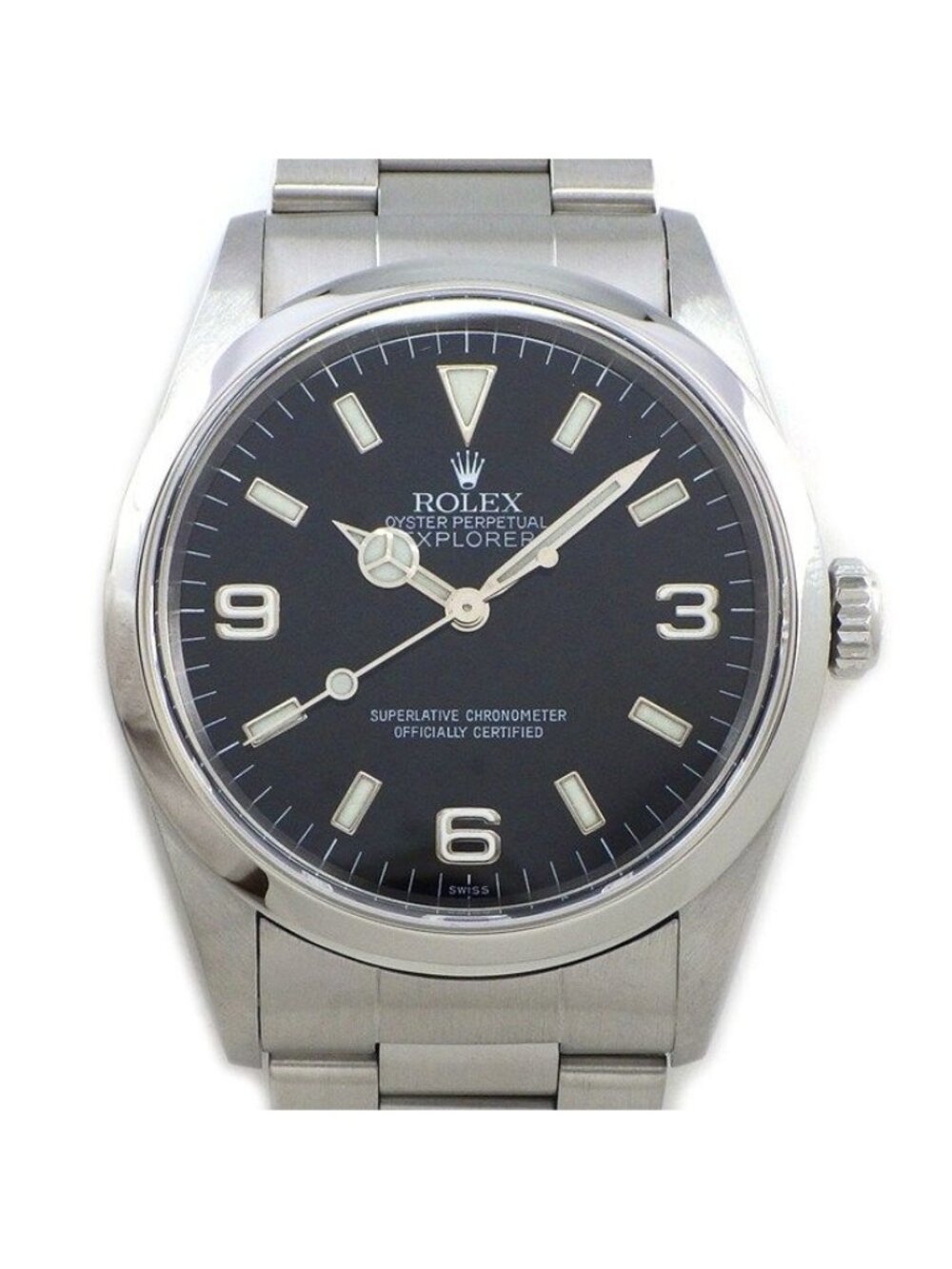 Rolex Watch Explorer I A Number 1998 Black Dial Luminous Hands Index SS